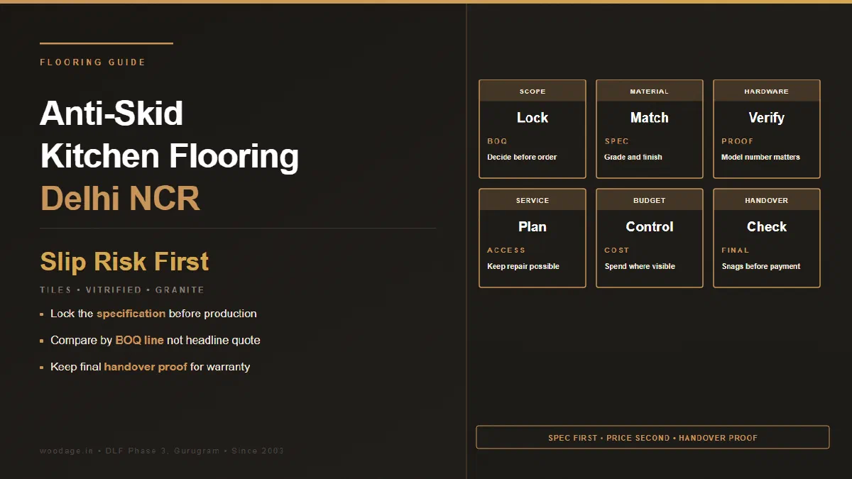 Anti-Skid Kitchen Flooring Cost in Delhi NCR: Tiles, Vitrified, Granite and Renovation Risks