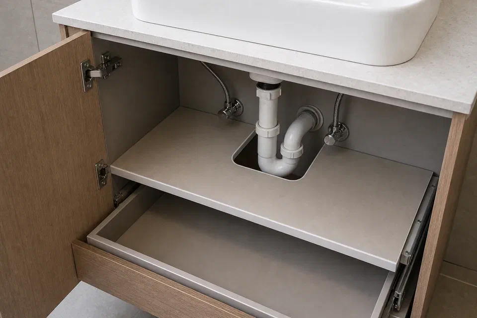 Bathroom vanity visual reference for Gurgaon apartment with moisture resistant storage