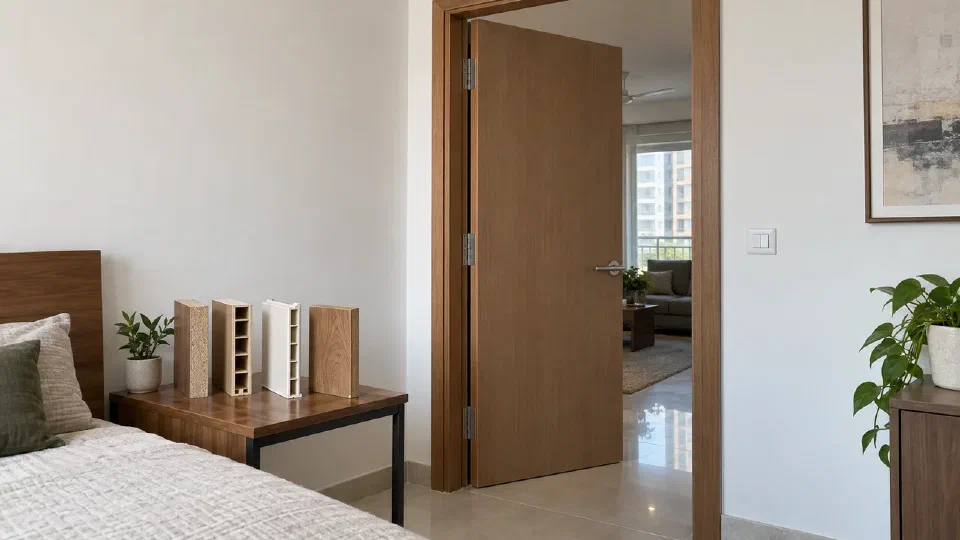 A complete interior door set with core samples in a Gurugram apartment