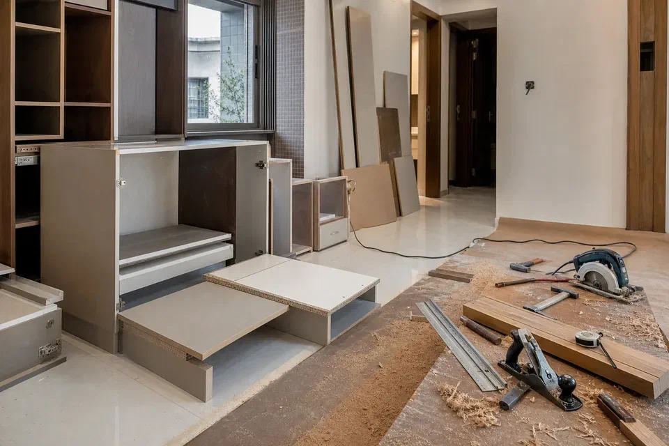 Factory made kitchen and site carpenter process visual reference comparison