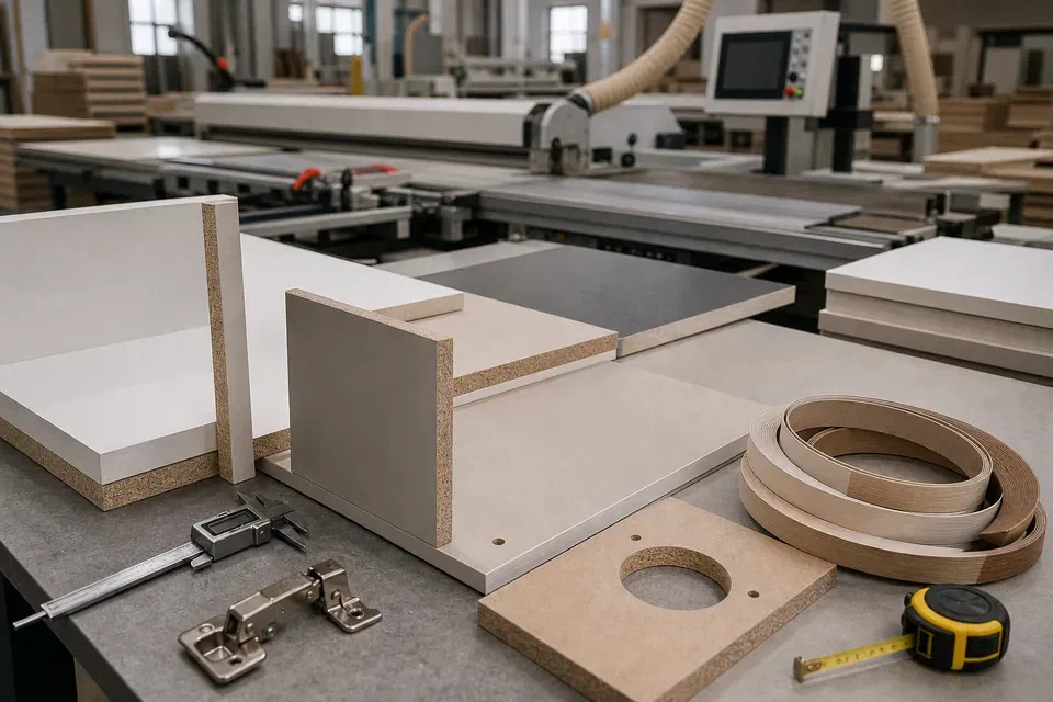 Gurgaon modular kitchen factory visit visual reference for panel edge and machinery checks