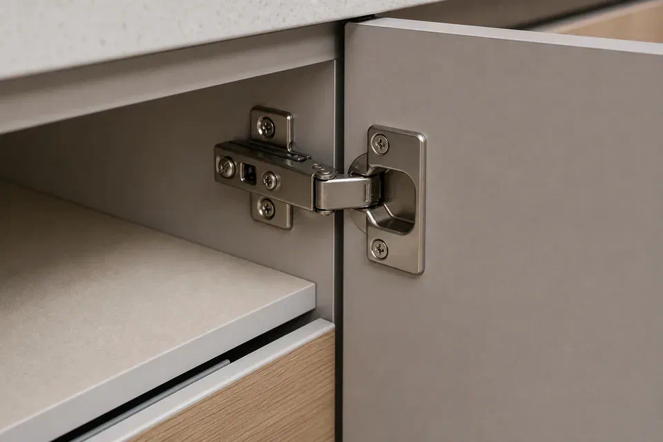 Soft close kitchen hinge visual reference for premium hardware comparison