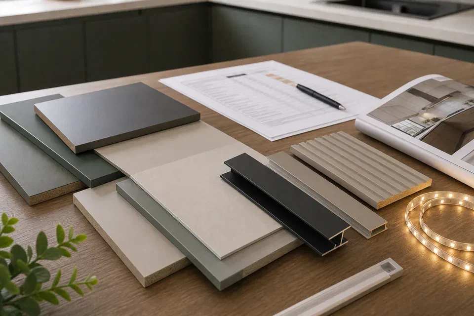 Kitchen trend material samples visual reference for budget friendly 2026 choices