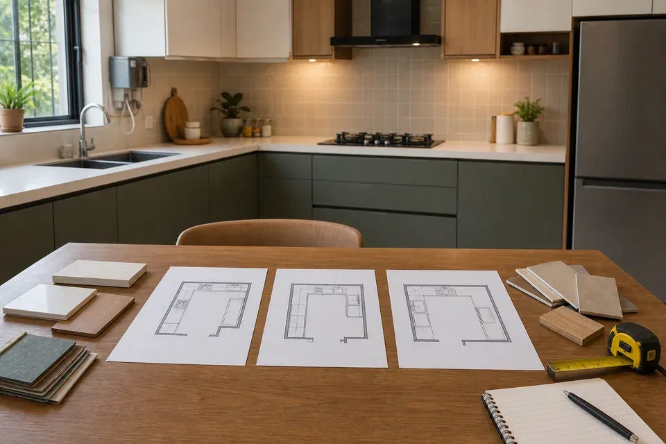 Indian modular kitchen layout shapes visual reference for planning L-shaped U-shaped and parallel kitchens