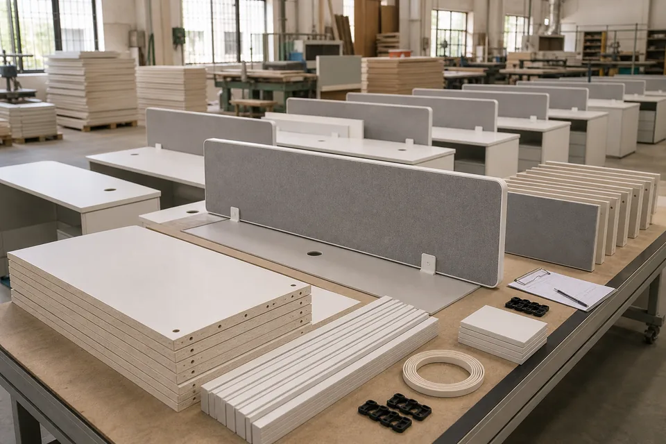 Bulk workstation panel production visual reference for Gurgaon office furniture