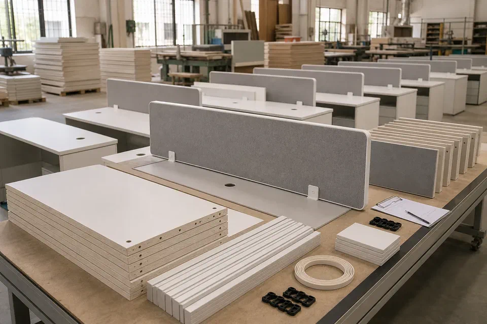Bulk workstation panel production visual reference for Gurgaon office furniture