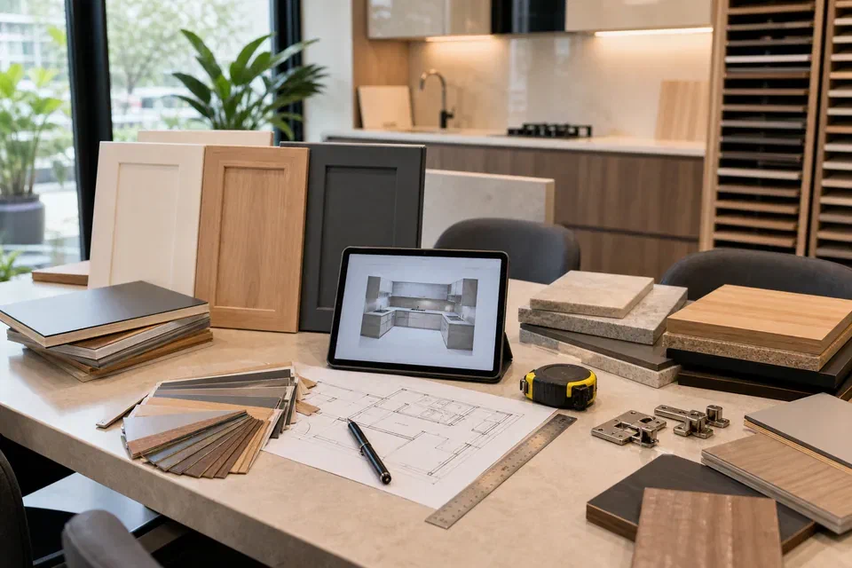 Space saving living room furniture visual reference with TV unit and hidden study desk
