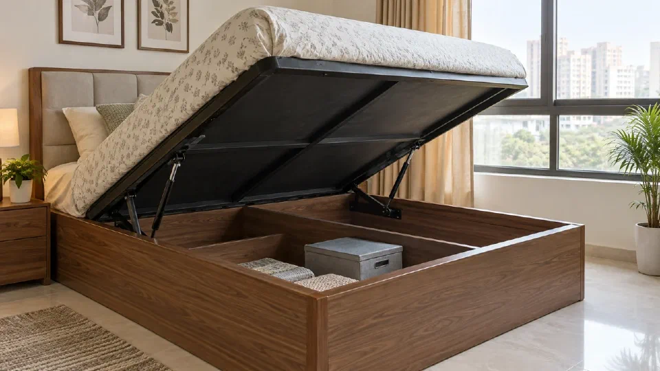 An open storage-bed platform and the surrounding access space