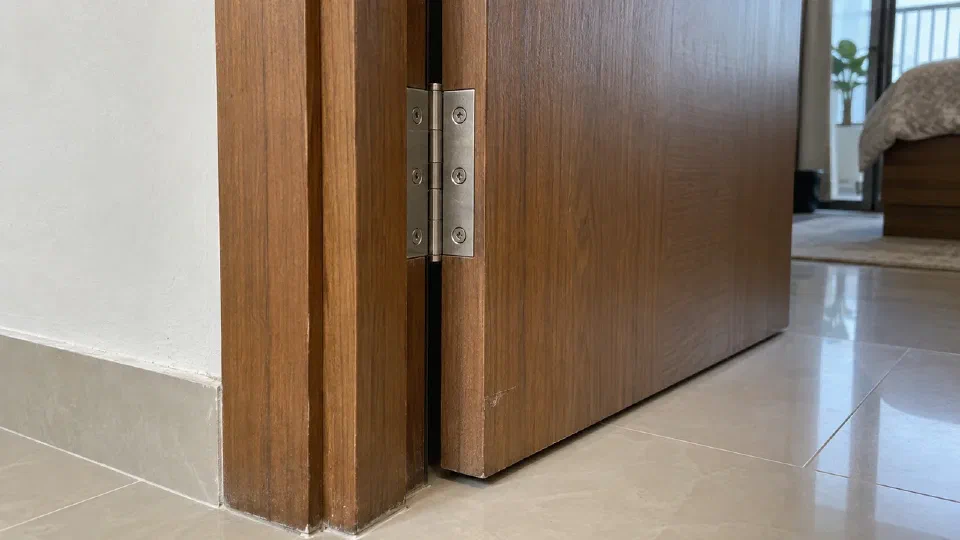 The hinge side, jamb, reveal and contact point inspected together