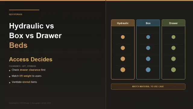 Hydraulic vs Box vs Drawer Storage Beds