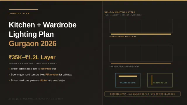 Kitchen and Wardrobe Lighting Plan: Profile Lights, Drawer Sensors and Under-Cabinet Lighting