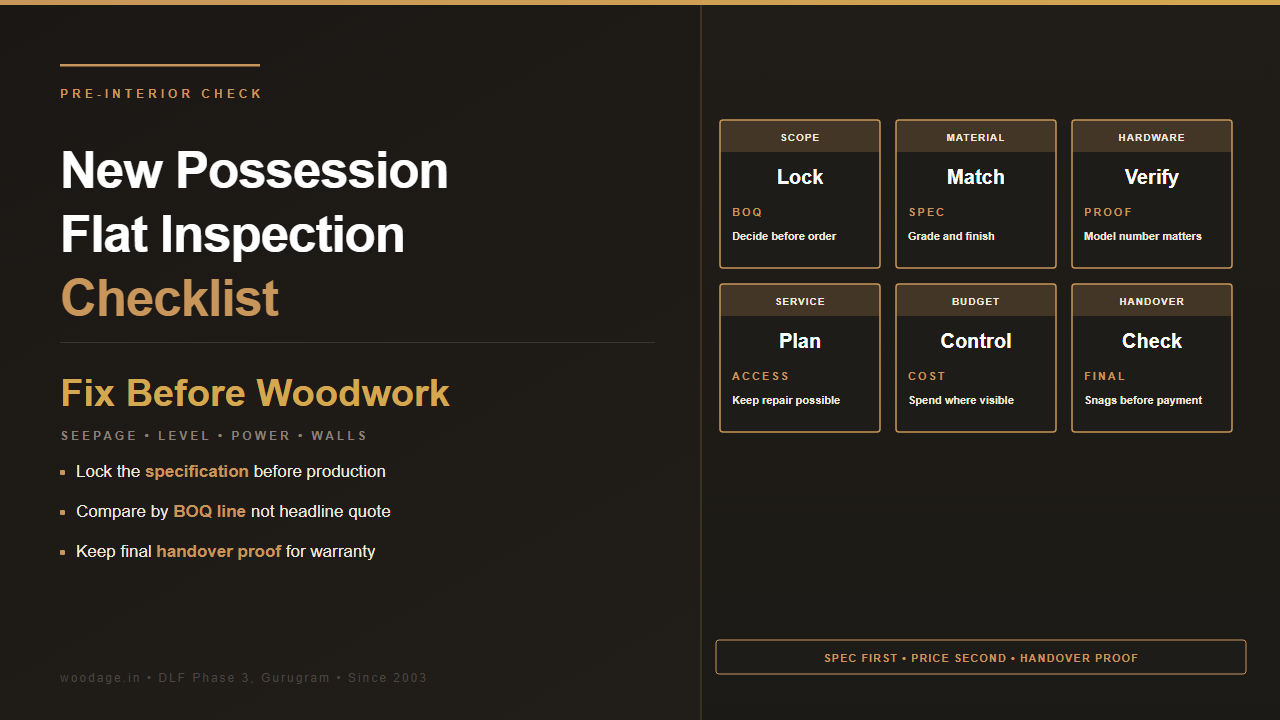 New Possession Flat Pre-Interior Inspection Checklist: What to Fix Before Woodwork Starts