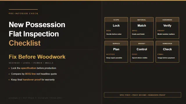 New Possession Flat Pre-Interior Inspection Checklist: What to Fix Before Woodwork Starts