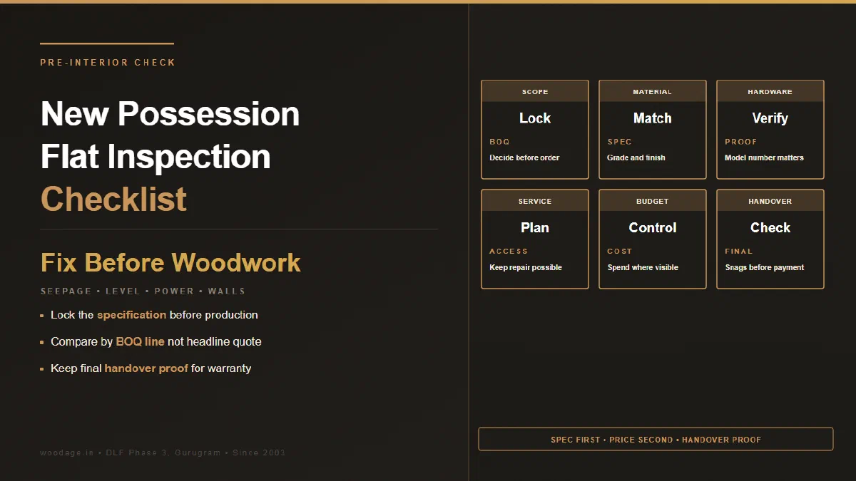 New Possession Flat Pre-Interior Inspection Checklist: What to Fix Before Woodwork Starts